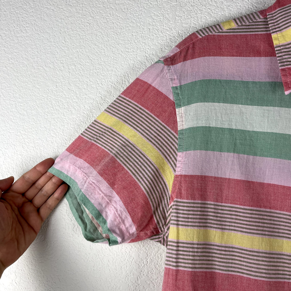 Bonobos Fit To Go Places Tailored Fit Shirt Mens Medium Pink Green Striped - Picture 7 of 11